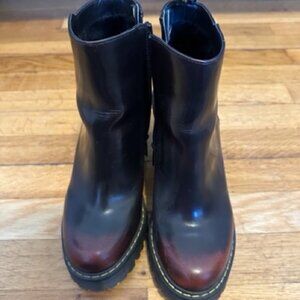 Heeled cherry doc marten boots